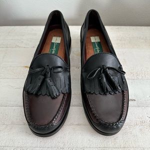 Casual Fridays Brown Black Leather Tassel Kiltie Loafer Sz: 12 NEW